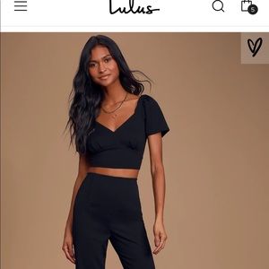 Lulu’s black 2-piece jumpsuit set